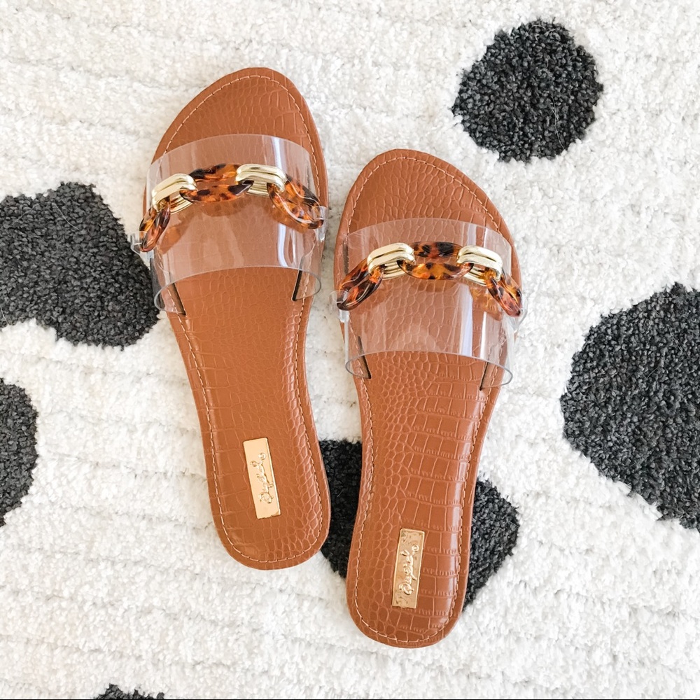 5⭐️ 🍁/REY/ Fall Acrylic Sandal Tortoise Flats